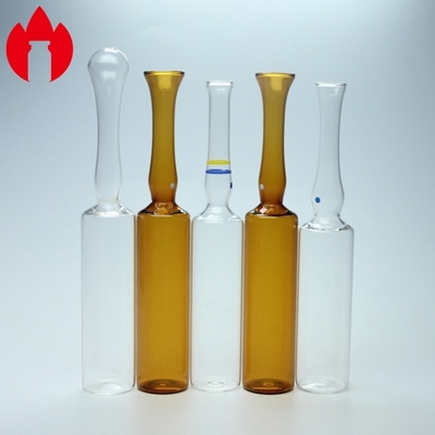 Les ampoules en verre pharmaceutiques dactylographie, conteneur d'ampoule transparent/couleur de Brown