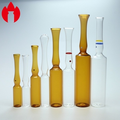 Ampoule en verre 1 ml à 20 ml Ampoule en verre vide, claire ou ambrée pour injection Pharma