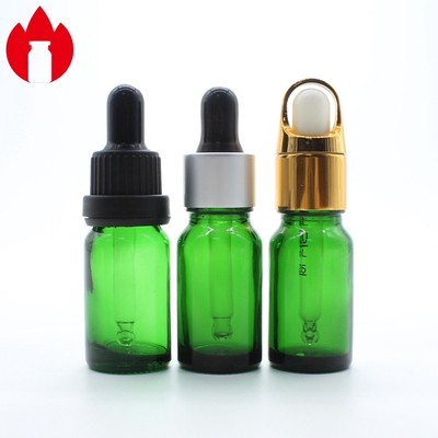 Flacon en verre d' huile essentielle verte de 10 ml avec bouchon de gouttelette en plastique