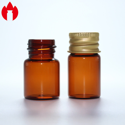 Flacon en verre à vis ambrée 5 ml avec bouchon en aluminium