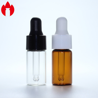 Flacon en verre à vis transparente ou ambre de 3 ml avec bouchon de goutte à goutte