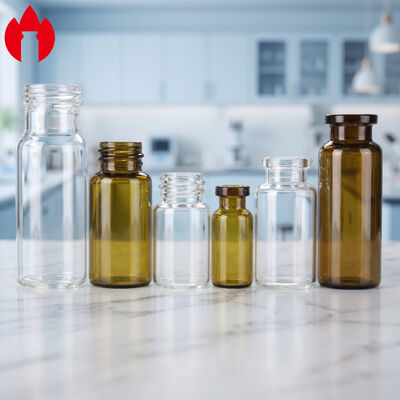 Flacon en verre tubulaire clair ou ambré pour injection Pharma