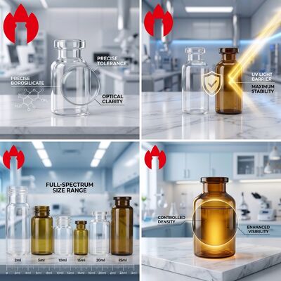 Flacon en verre pharmaceutique certifié GMP CE ISO